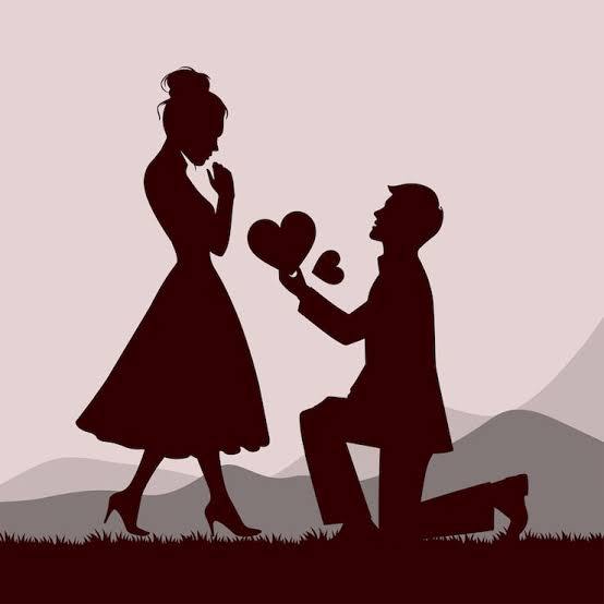 A romantic proposal silhouette